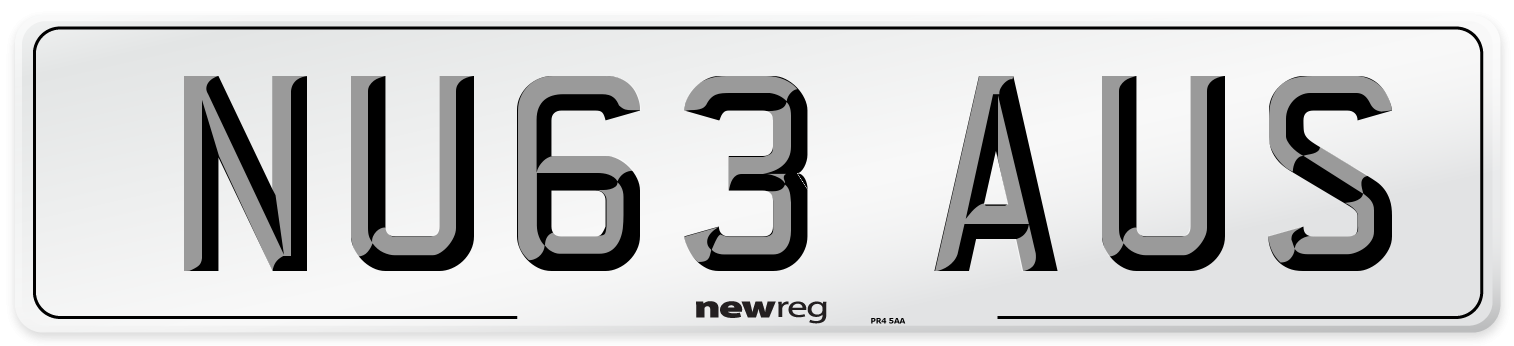 NU63 AUS Number Plate from New Reg